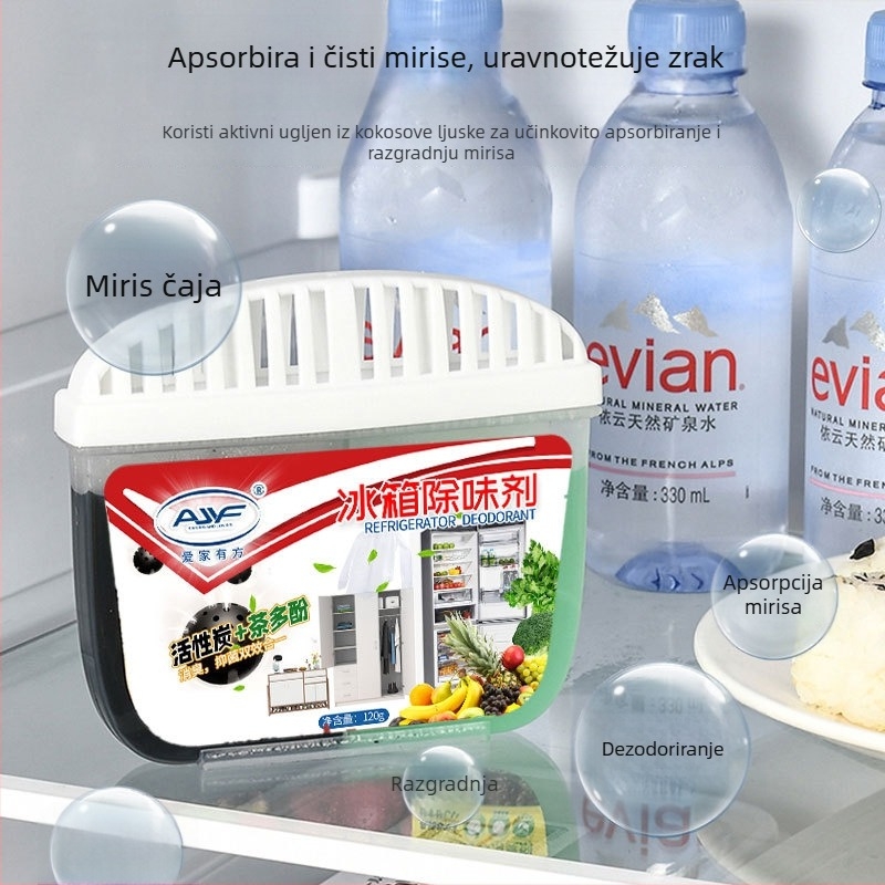 Deodorizant za hladnjak Aijia Youfang – apsorpcija mirisa, očuvanje svježine, sterilizacija; miris limuna; 120 g; aktivni ugljen i čaj