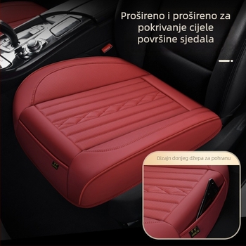 Kožna navlaka za auto – univerzalni pokrov za četiri godišnja doba, rubni završetak, sportski stil; kožna površina; punilo od sintetičkih vlakana; dekoracija i ventilacija