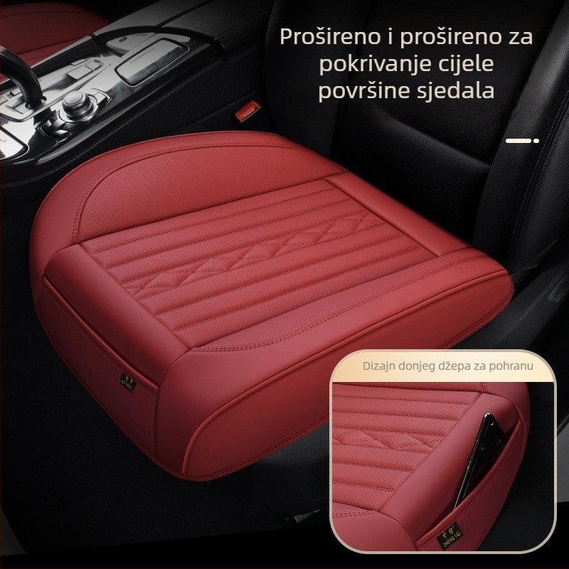 Kožna navlaka za auto – univerzalni pokrov za četiri godišnja doba, rubni završetak, sportski stil; kožna površina; punilo od sintetičkih vlakana; dekoracija i ventilacija