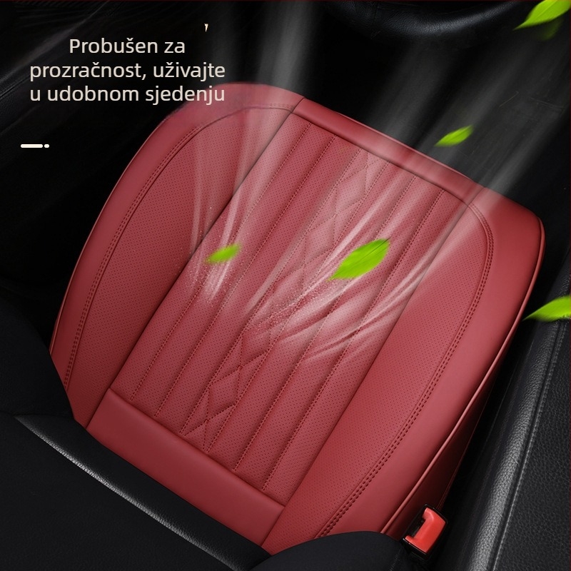 Kožna navlaka za auto – univerzalni pokrov za četiri godišnja doba, rubni završetak, sportski stil; kožna površina; punilo od sintetičkih vlakana; dekoracija i ventilacija