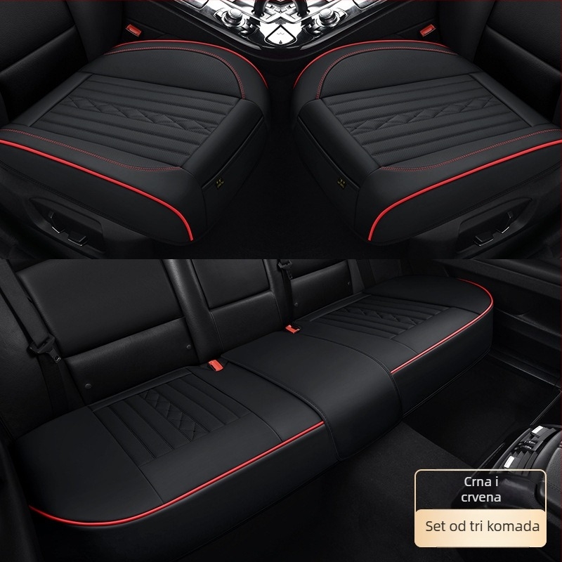 Kožna navlaka za auto – univerzalni pokrov za četiri godišnja doba, rubni završetak, sportski stil; kožna površina; punilo od sintetičkih vlakana; dekoracija i ventilacija