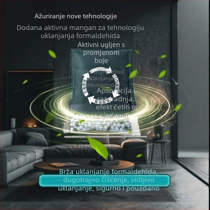 Torba od aktivnog ugljena od bambusa za pročišćavanje zraka u prostoriji, uklanjanje formaldehida i mirisa, vizualni indikator, 1 kg