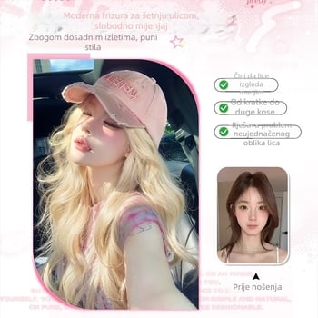 Perika s kapom – dugi kovrčavi vlasovi, korejskog stila, prirodan izgled, neuklonjiva pala perika, materijal otporan na visoke temperature