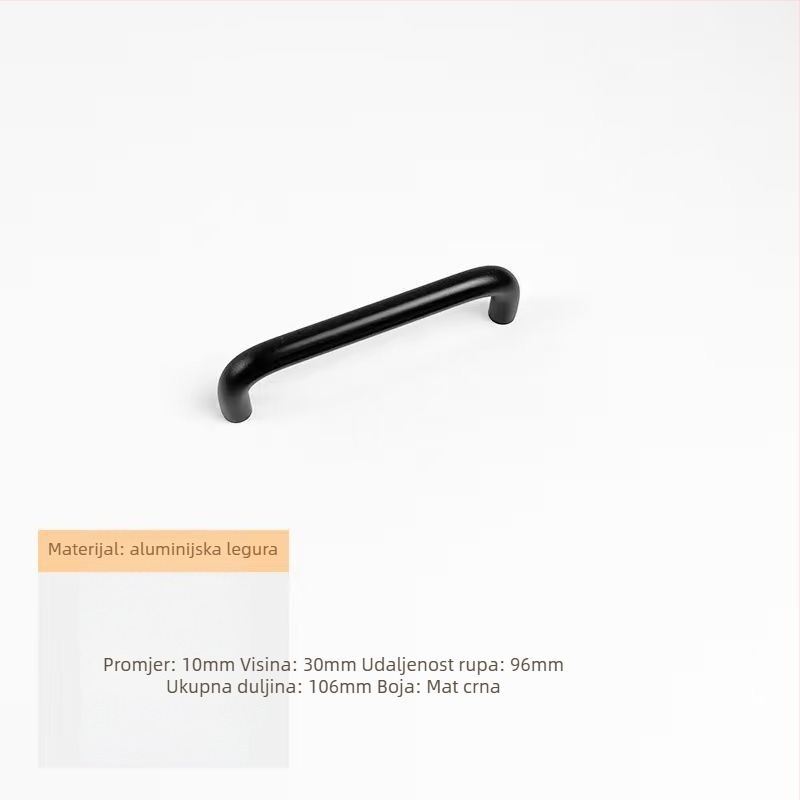 Drška za ladicu i vrata od aluminijske legure s anodiziranim premazom, okrugli cijev, za garderobu, ormar, ladicu i vrata - lagani luksuz