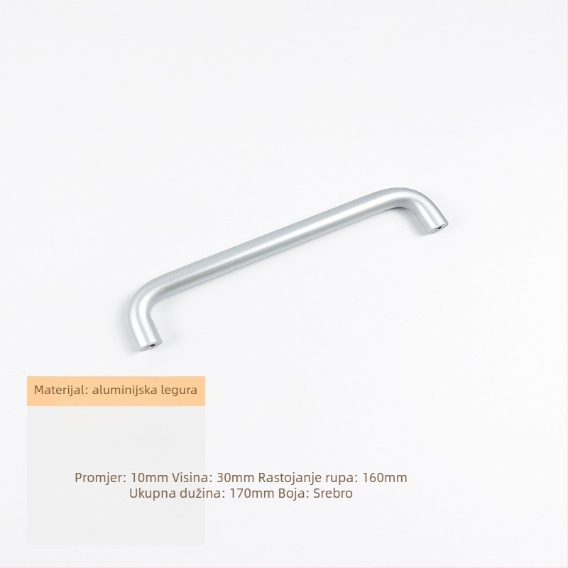 Drška za ladicu i vrata od aluminijske legure s anodiziranim premazom, okrugli cijev, za garderobu, ormar, ladicu i vrata - lagani luksuz