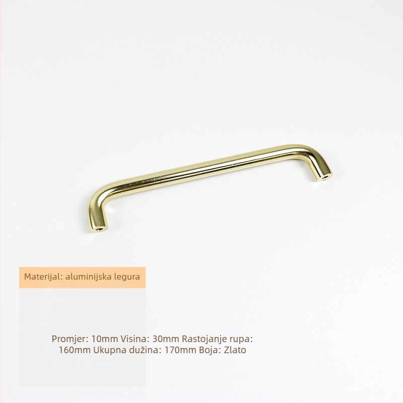 Drška za ladicu i vrata od aluminijske legure s anodiziranim premazom, okrugli cijev, za garderobu, ormar, ladicu i vrata - lagani luksuz