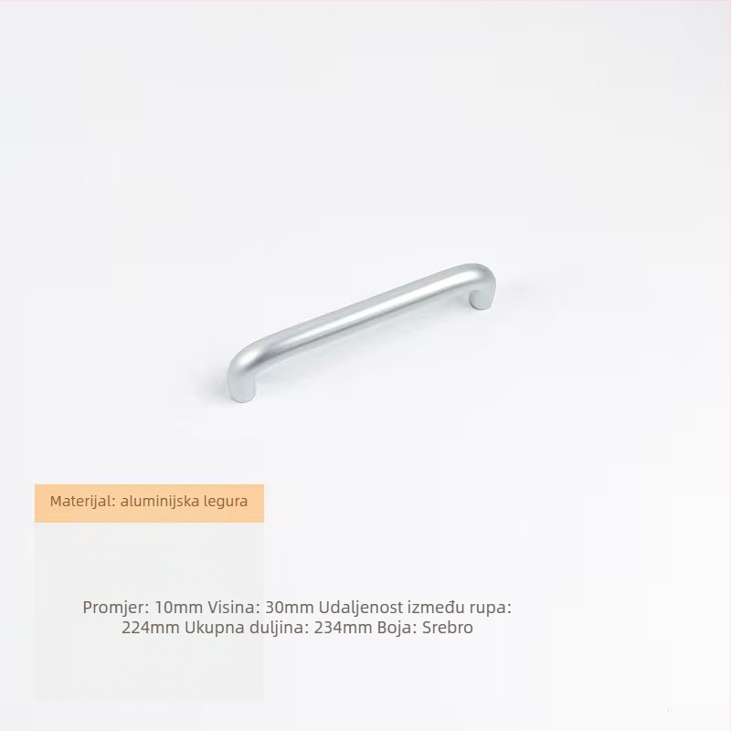 Drška za ladicu i vrata od aluminijske legure s anodiziranim premazom, okrugli cijev, za garderobu, ormar, ladicu i vrata - lagani luksuz