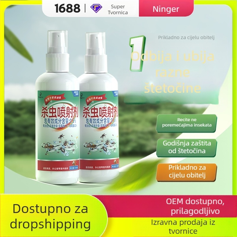 Insekticidni sprej: ubija švabe, odbija komarce i muhe; pogodan za kuhinje i unutarnje prostore; tekuća formulacija, marka Ninger, WP20090035