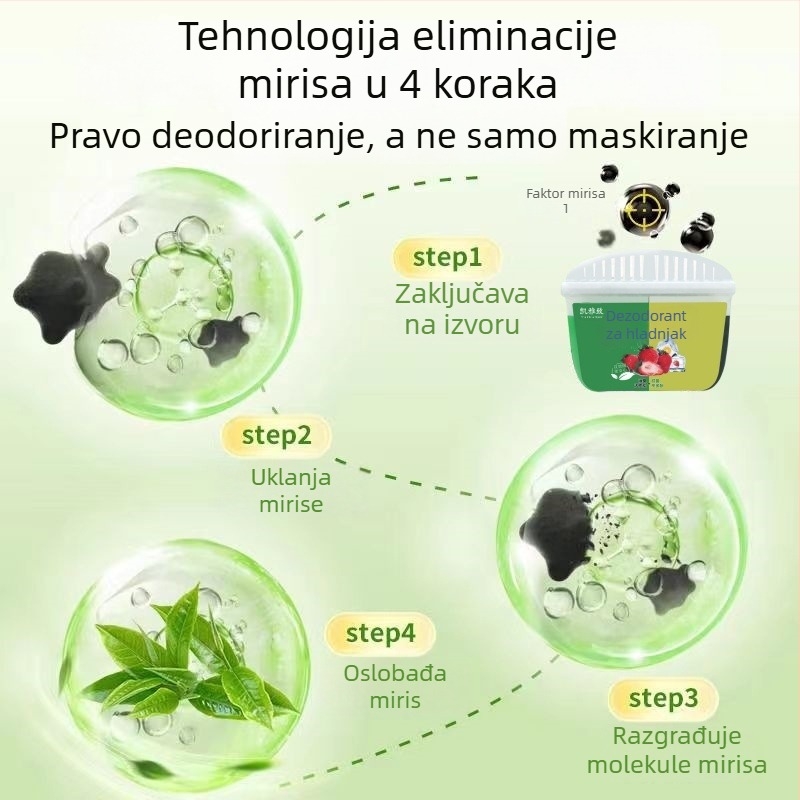 Chladnjak dezodorans – višenamjenski sredstvo za uklanjanje mirisa s čajnim polifenolima + aktivnim ugljenom, 120 g, podrijetlo Guangdong, Kaiazhi