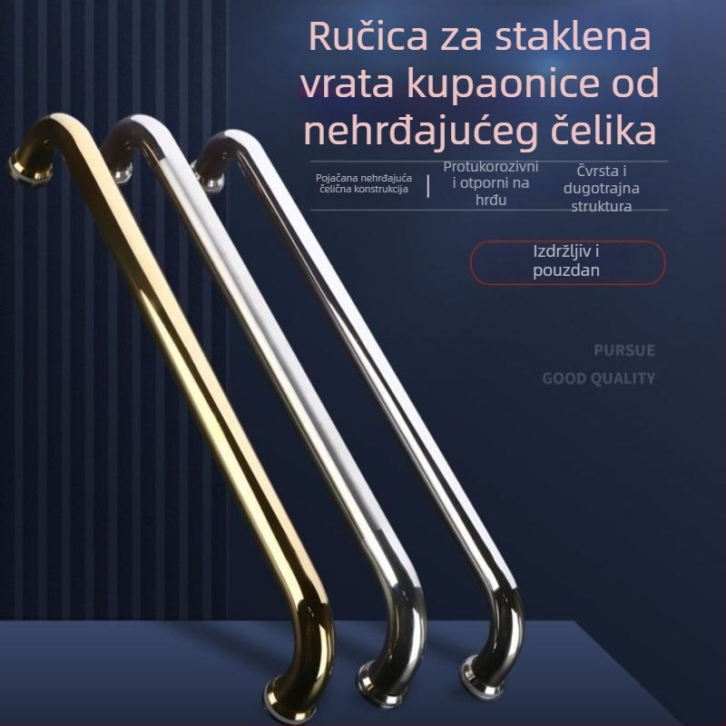 Drška za tuš kabinu od 304 nehrđajućeg čelika, razmak rupa 440 mm, fini polirani završetak, moderan minimalistički stil