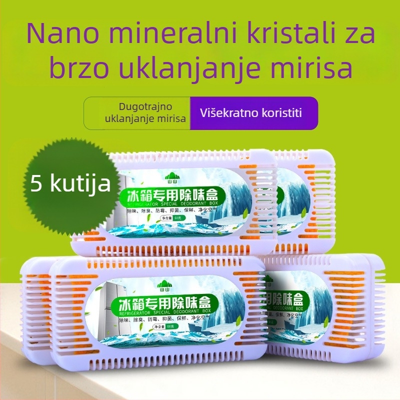 Kutija za osvježavanje hladnjaka – paket od 5 komada, deodoriranje i dezinficiranje, bambusov aktivni ugljen, neto sadržaj 275 g