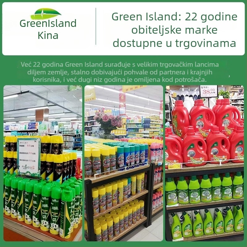 Green Island insekticidni aerosol 400 ml — plinovita forma, bez mirisa ili s osvježavajućim mirisom, za unutarnje štetnike