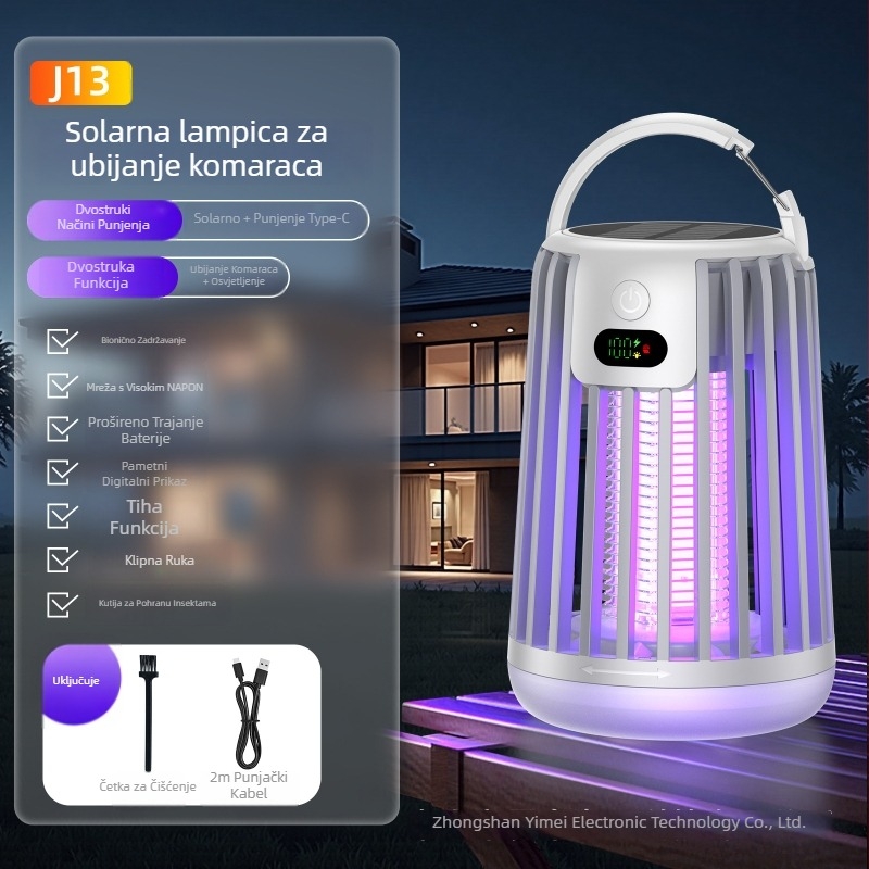 Lampa za ubijanje komaraca - LED, punjiva, biomimetički privlačitelj, aluminijska mreža, za 21-30 m²