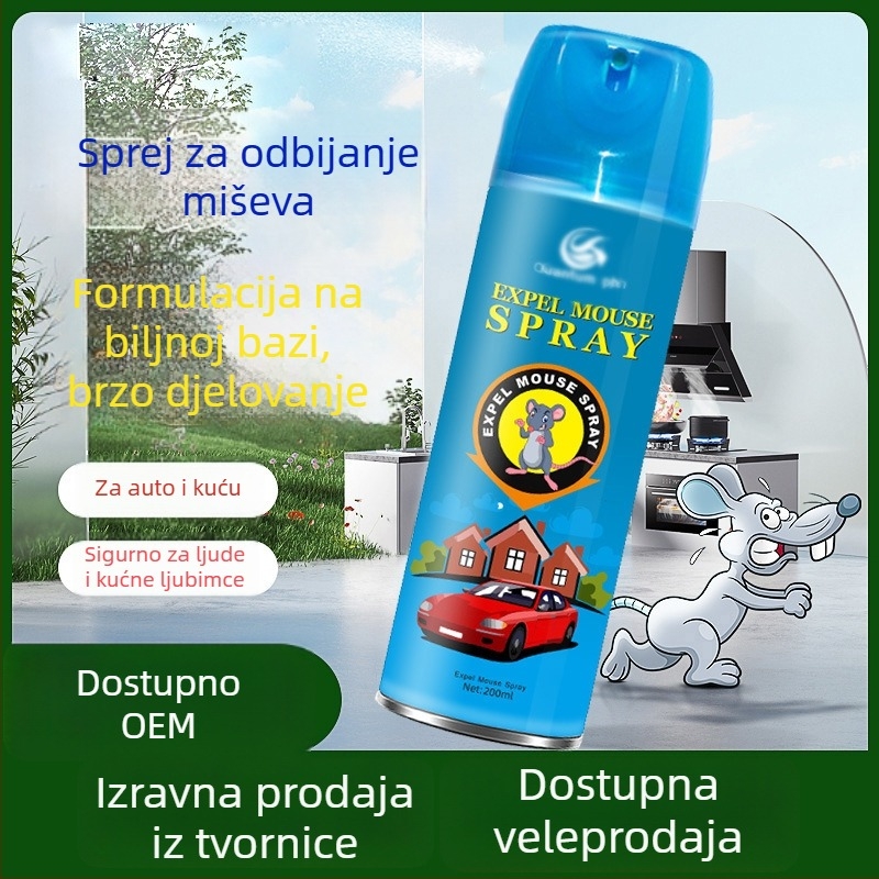 Prijenosni sprej za otjerivanje miševa – 200 ml, netoksičan, za kućnu upotrebu, unutarnje korištenje