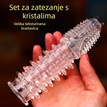 Navlaka za penis s bodljikavom teksturom i čvrstim pristajanjem — materijal: mekano ljepilo, Wolf Totem, igračka za odrasle, bez lubrikanata