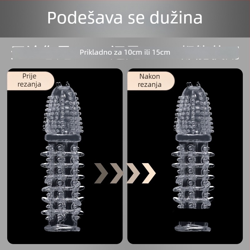 Navlaka za penis s bodljikavom teksturom i čvrstim pristajanjem — materijal: mekano ljepilo, Wolf Totem, igračka za odrasle, bez lubrikanata