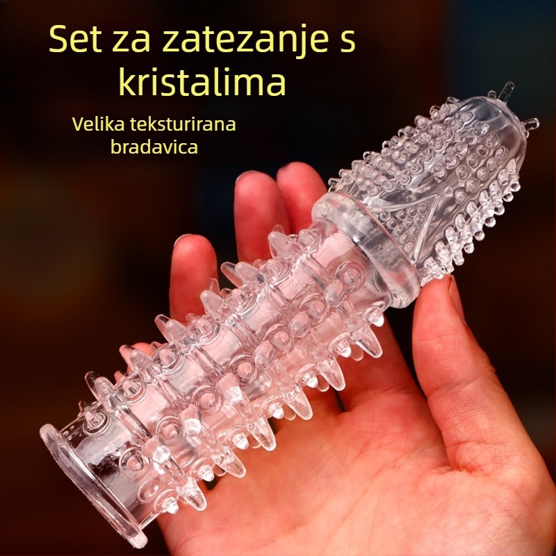 Navlaka za penis s bodljikavom teksturom i čvrstim pristajanjem — materijal: mekano ljepilo, Wolf Totem, igračka za odrasle, bez lubrikanata