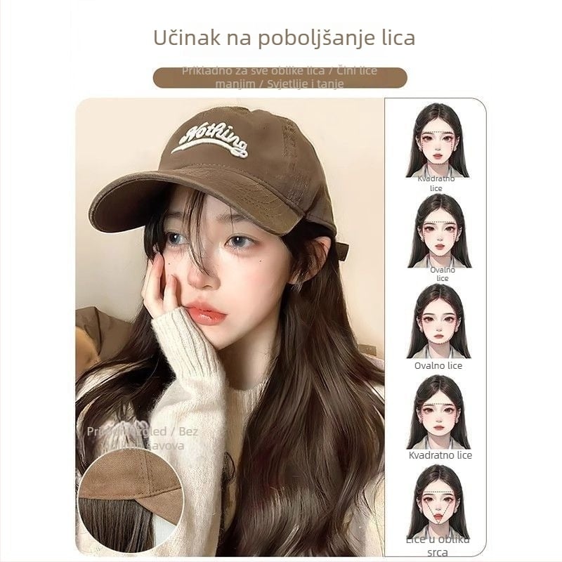 Perika s kapom za žene, duža kosa, jedinstveni kap, kosa od visokotemperaturnog svile, šiške ravne ili nagnute, nije za bojanje ili perm