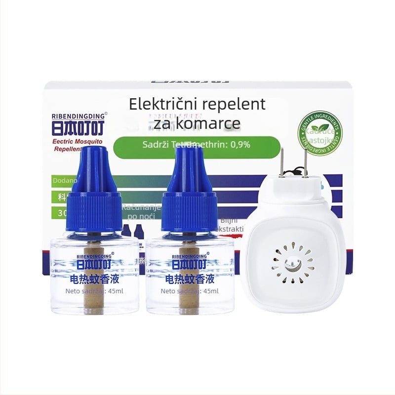 Plug-in tekući repelent protiv komaraca – bez mirisa, tekući oblik, 2+1 ili 4+1 kombinacija, registracija pesticida WP20150150, blago toksično