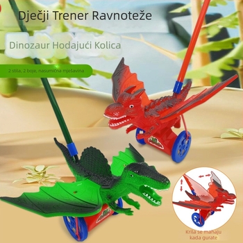 Dinosaurus kolica za guranje – Edukativna igračka za djecu s zvoncem, plastika, potiče koordinaciju ruka-oko (4–6 godina)