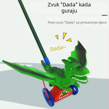 Dinosaurus kolica za guranje – Edukativna igračka za djecu s zvoncem, plastika, potiče koordinaciju ruka-oko (4–6 godina)