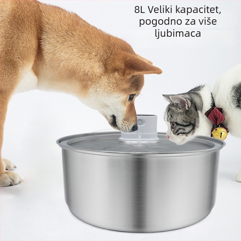 Inteligentna fontana za vodu za kućne ljubimce - nehrđajući čelik, automatski senzor, odvojiva, za pse i mačke - Model 801