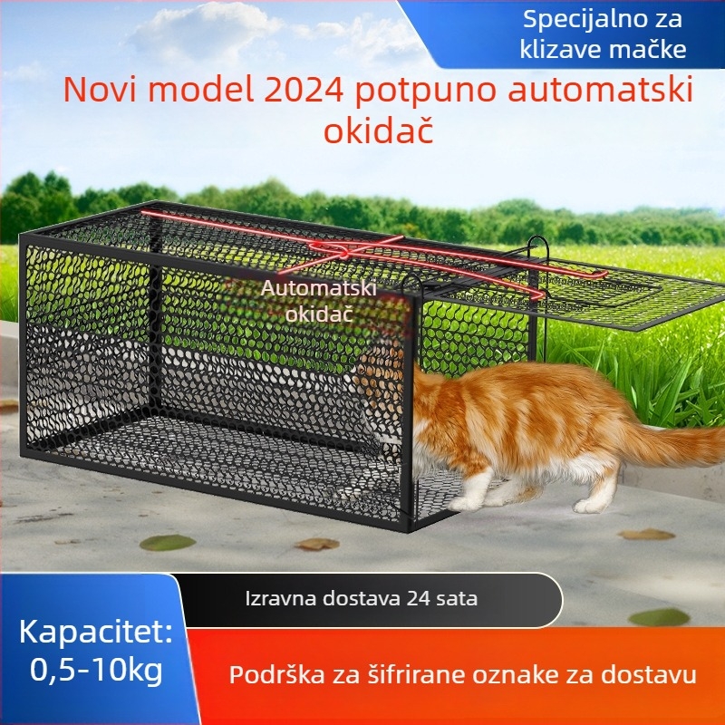 Power catch Automatska klopka za mačke — dizajnirana za hvatanje velikih štakora, spašavajući kavez za kućne i napuštene mačke, netoksična čvrsta konstrukcija