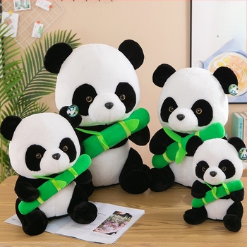 Panda pliš igračka — Super mekani kratki pliš, Personalizacija logotipa, Pakiranje mrežastom vrećom