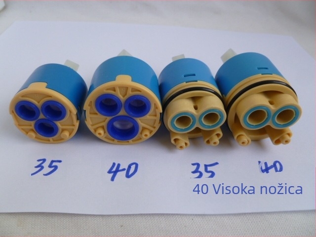 Keramičko jezgro ventila za miješanje tople i hladne vode; keramika + plast konstrukcija; opća potvrda; pogodno za kuhinjsku umivaonu i tuš