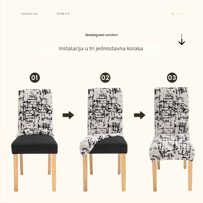 Navlaka za stolicu za blagovaonicu | poliesterska tkanina | geometrijski uzorak | pravokutni oblik | protuklizna, otporna na habanje, protiv prašine | moderni minimalistički stil