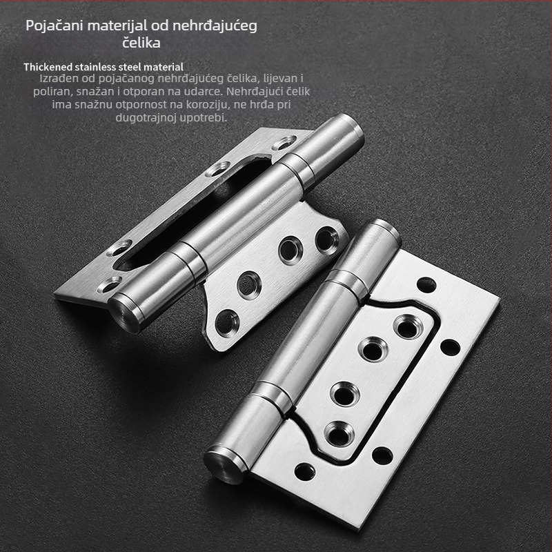 Lijevi čelični ojačani šarki za vrata s tihim ležajemom — Left Steel; pogodna za prostor vrata, kupaonicu i protupožna vrata; materijal: nehrđajući čelik