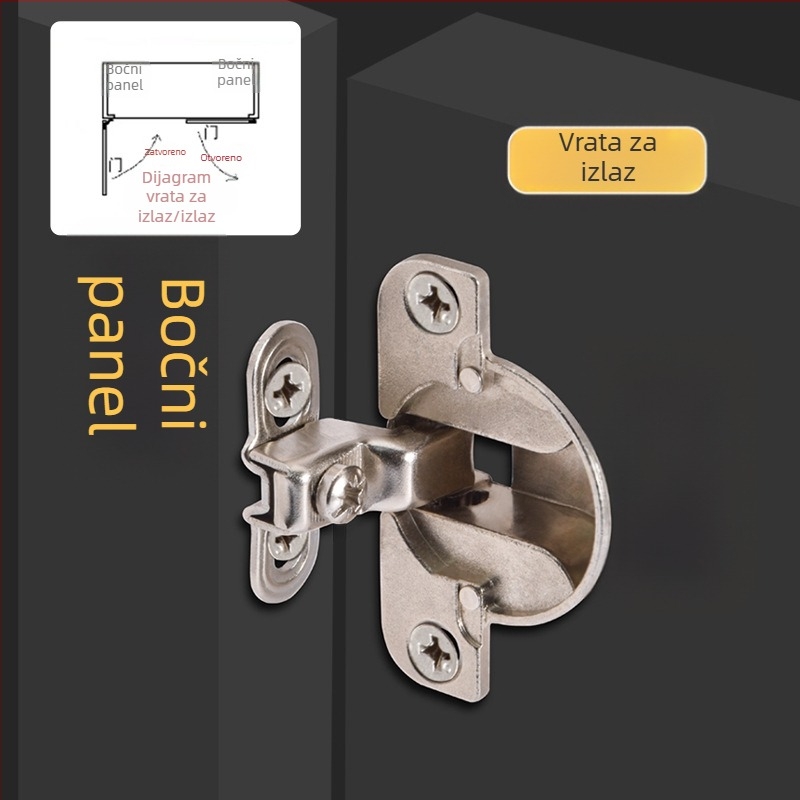 Unutarnja šarka za ormariće s potisnim mehanizmom, od cinka, niklirano premazana