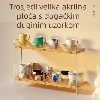 Stolni organizator za čaše i kozmetiku, 2-slojni, akril, jednostavan i moderan dizajn, višefunkcionalan