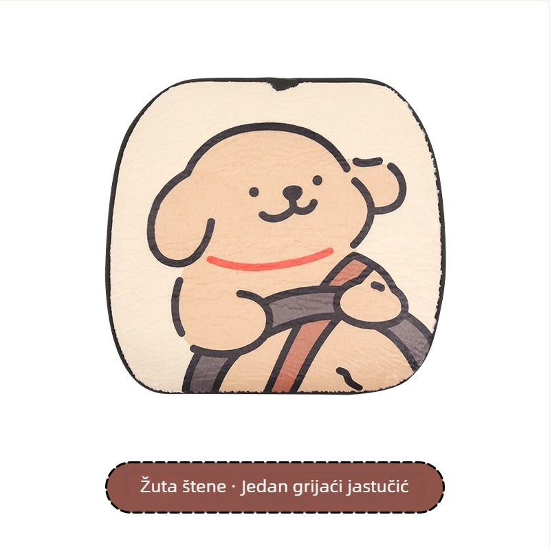 USB grijaća jastučnica za auto – zimski plišani karikatura dizajn, površina poliester, punjenje spužva, za auto ili ured