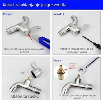 Univerzalni ventil slavine s mosnim premazom, keramički kartridž, za toplu i hladnu vodu, max 90°C, tlak 1.0 MPa