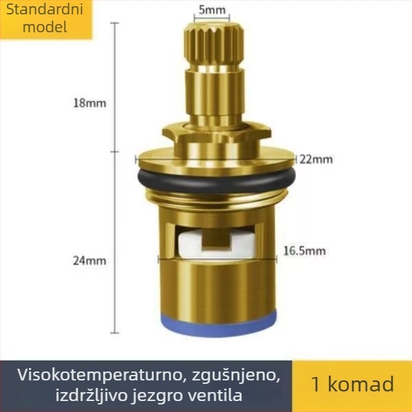 Univerzalni ventil slavine s mosnim premazom, keramički kartridž, za toplu i hladnu vodu, max 90°C, tlak 1.0 MPa
