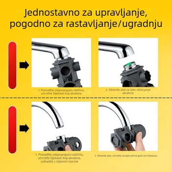 Kuhinja i kupaonica višefunkcionalni ključ za demontažu i ugradnju aeratora slavine te unutarnjeg jezgra ventila, plastična konstrukcija, moderni minimalistički dizajn