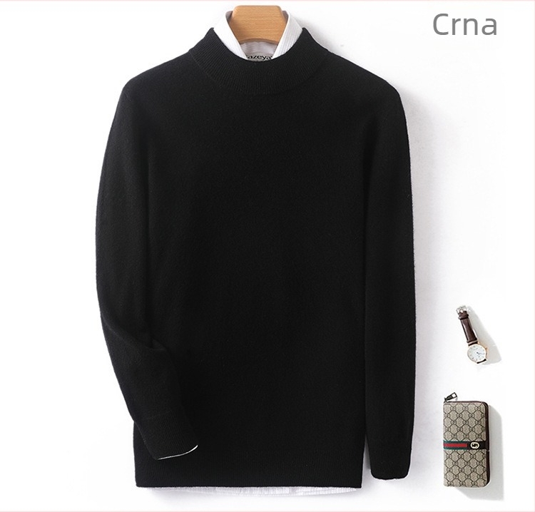 Muški pulover od 100% vune, poluvisoki ovratnik, dugi rukavi, uski kroj, zima