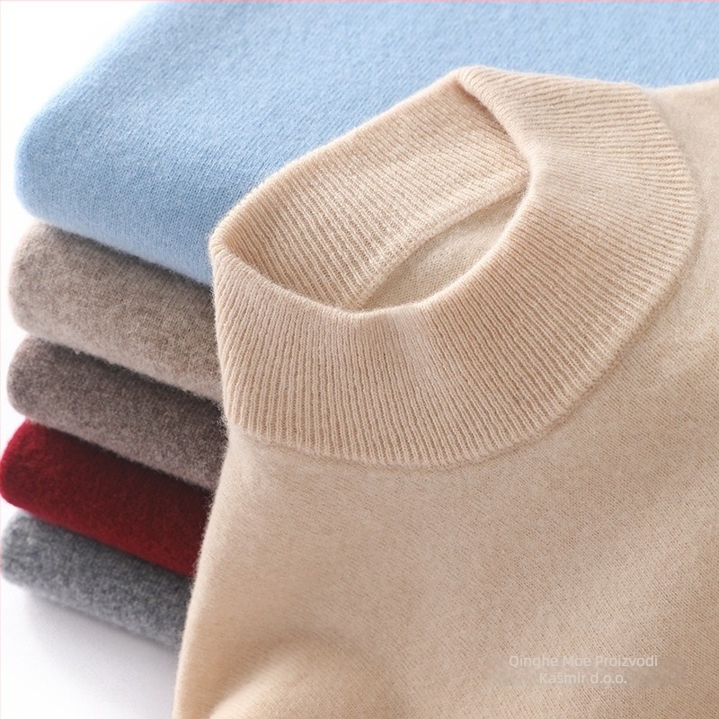 Muški pulover od 100% vune, poluvisoki ovratnik, dugi rukavi, uski kroj, zima