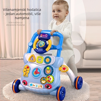 Dječja hodalica s dizajnom protiv prevrtanja, višenamjenski ručno pogonjeni hodalica za uzrast 0–3 godine, plastična konstrukcija, glazbeni sadržaj