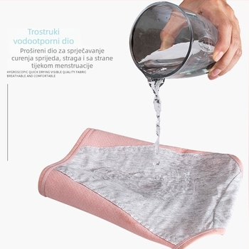 Ženske menstrualne gaćice, srednji pojas, pamuk, dišuće, zaštita od curenja, 100% pamuk podstava, za sve sezone