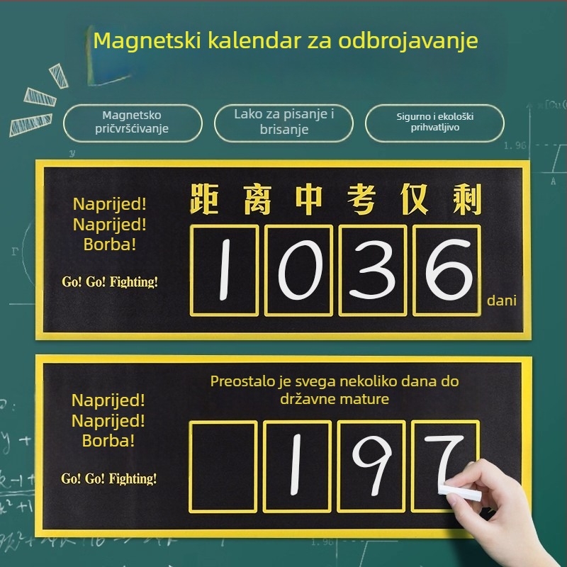 Magnetska zidna naljepnica za gimnaziju – motivacija i odbrojavanje razreda, dekor učionice, 1 komad, PVC, samoljepljivo