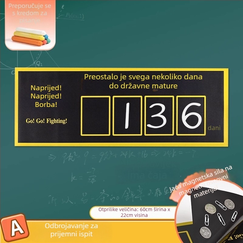 Magnetska zidna naljepnica za gimnaziju – motivacija i odbrojavanje razreda, dekor učionice, 1 komad, PVC, samoljepljivo
