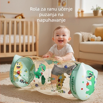 Naduvani valjak za bebe – rana edukacija (0–3 godine) | PVC, sa zvoncem, potiče puzanje i razvoj osjetila i sluha, interaktivne funkcije | Circle qi