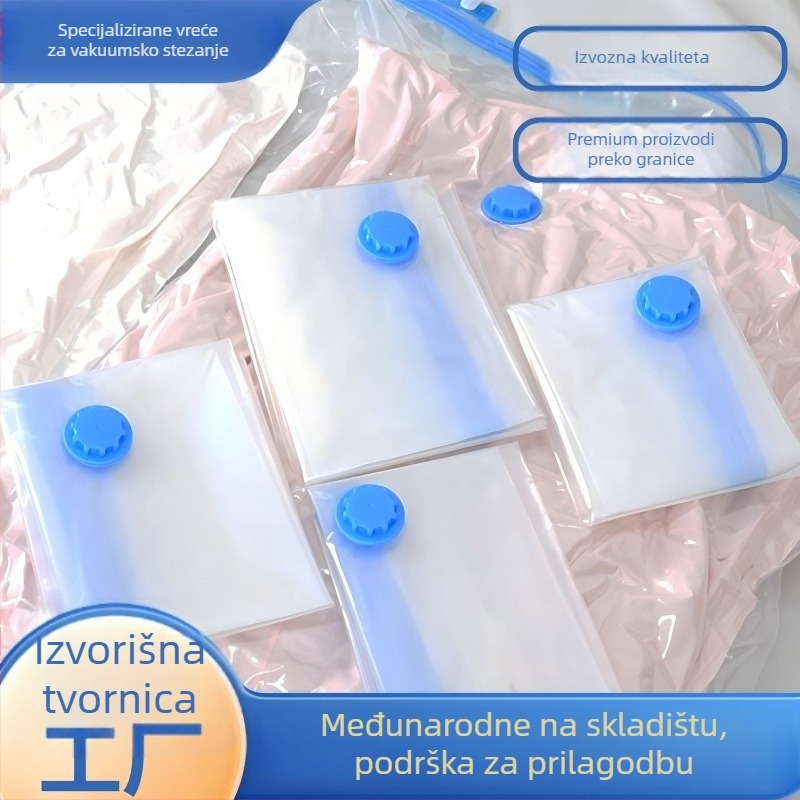 Vakuumska komprimirana vreća za pohranu jastuka i dekorativnih jastuka, usisni tip zatvaranja, bez pumpe, PA/PE materijal, pakiranje 200 kom