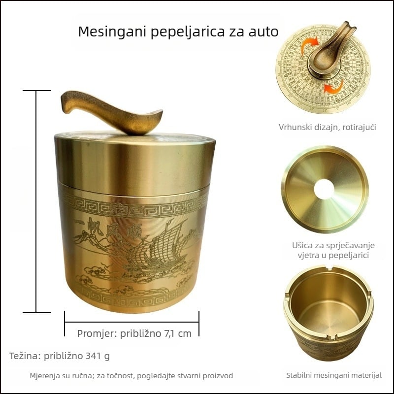 Auto pepelnjak s poklopcem, otporan na vjetar, oblik automobila, od bakra, uredski dekor