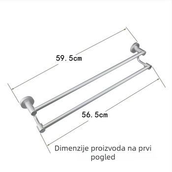 Držač za ručnike od aluminijske legure, dvostruka šipka s visoko-niskim rasporedom, 2 sloja, čvrsti dizajn, elektroforetski završni premaz, nosivost 18 kg