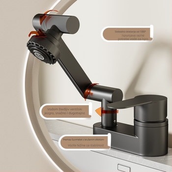 Dvostruki otvor za umivaonik – bakrena legura, keramički disk ventil, 0–90°C, 0.1–0.9 MPa, Model: Dual-Hole Fortune Cat Basin Faucet