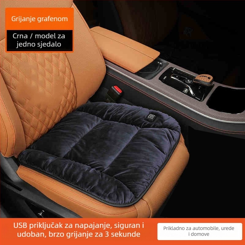 Grijajući jastučić za auto za sjedalo 12V USB električno grijanje, Dutch Velvet punilo, poliester površina, za zimu, model ZD-JZ101