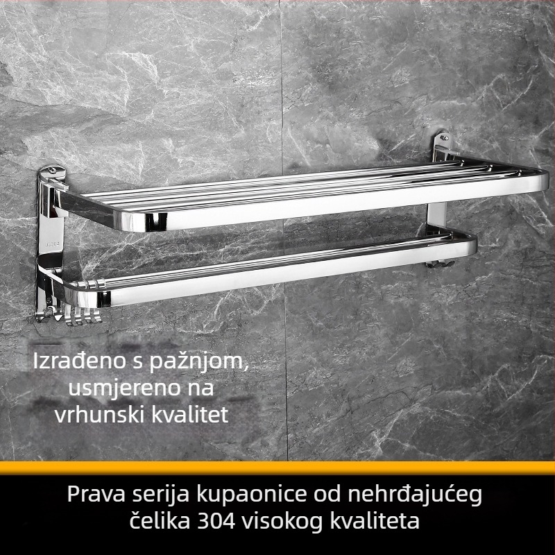 Držač za ručnike za kupaonicu – nehrđajući čelik, model YFN-111, nosivost 50 kg, 2 razine, stil Light Luxury